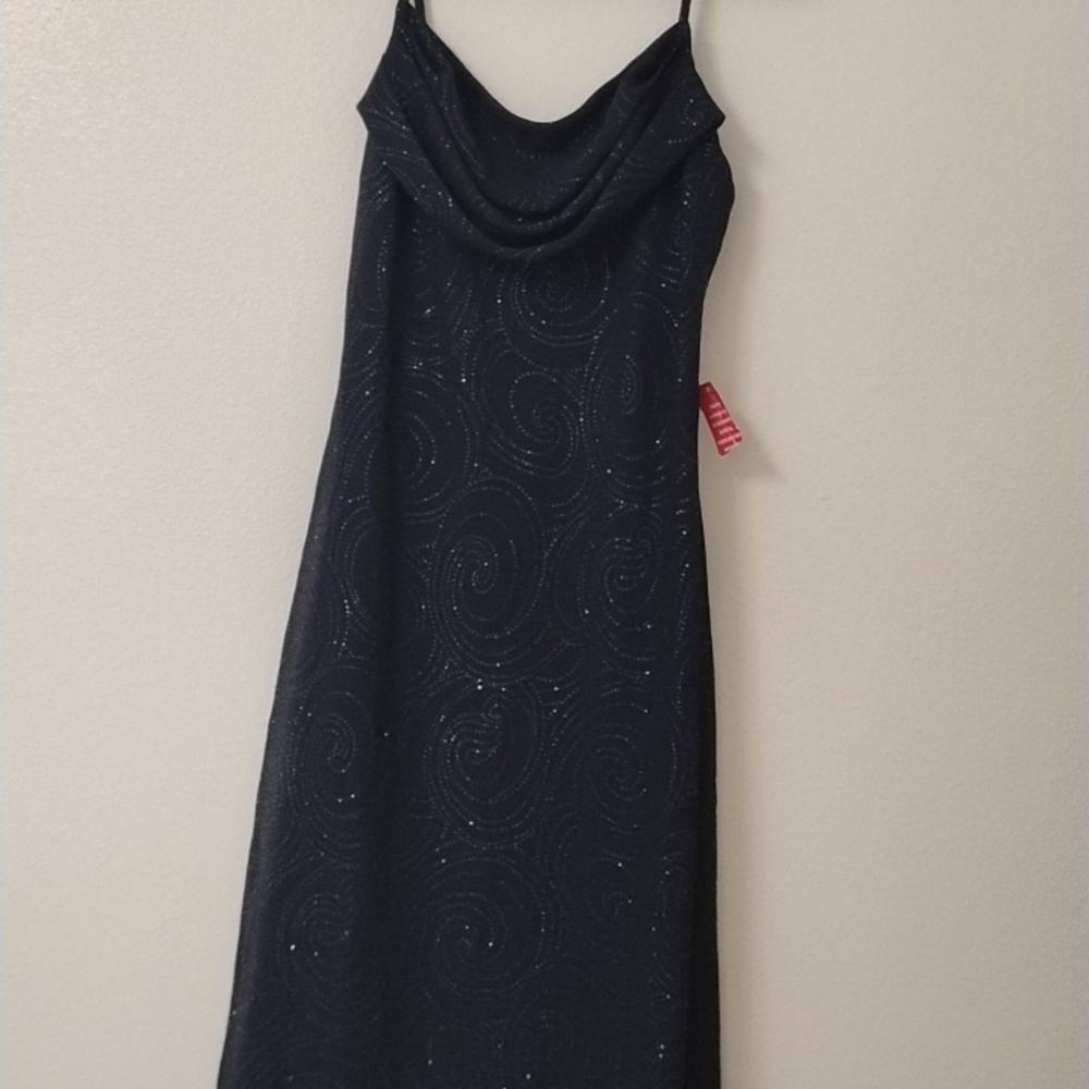 Karina Navy Blue Dress with Glitter Accents - Picture 10 of 10